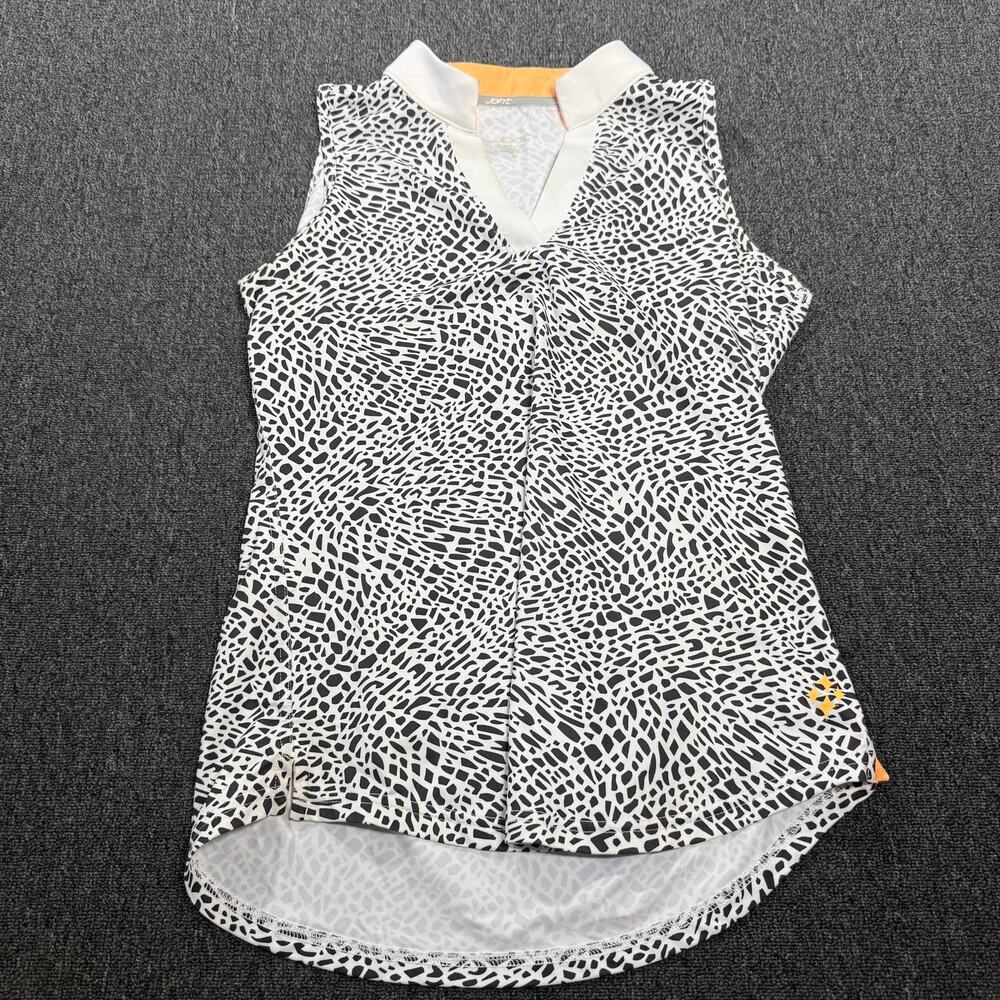 Jofit White Black Giraffe Print Orange Golf Athletic Sleeveless Tank Top Medium